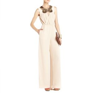 BCBGMaxAzria Jumpsuit Garnet Sleeveless Beige Size XS